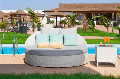 Official photograph of the XCape238 Swim-Up Room pool access area